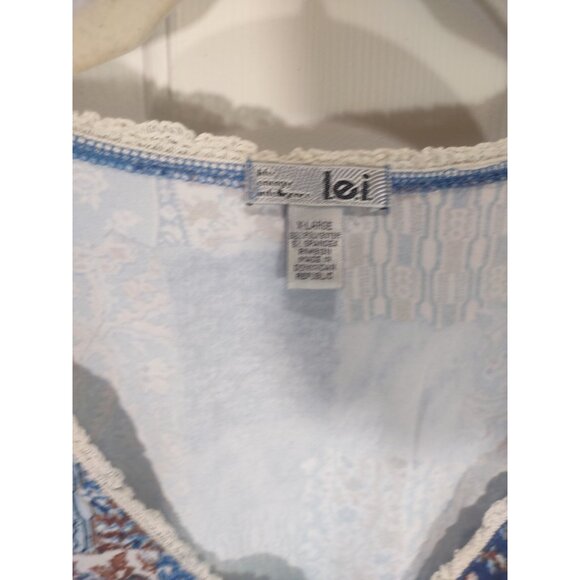 VTG Y2K L.E.I. Patchwork Printed Babydoll Long Sleeve Boho Western Fairy Sz XL - Picture 4 of 5